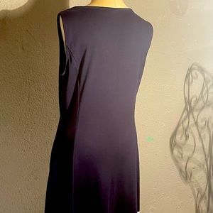 Blue cotton dress with white bottom stripe